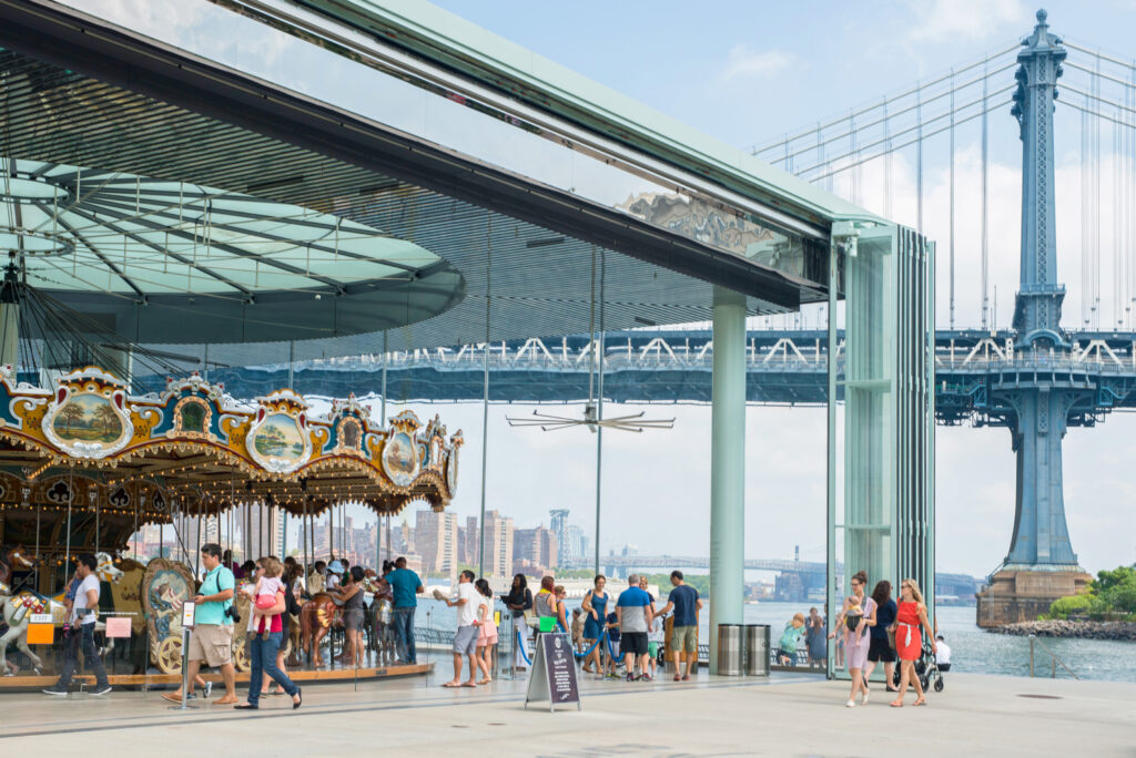 Our Ultimate Guide to Brooklyn with Kids includes Jane's Carousel in DUMBO